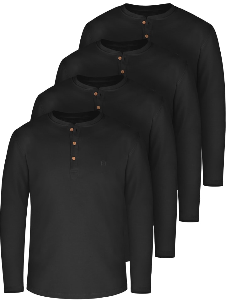 

Normani Рубашка 2er Set Herren Langarm Shirts aus Bio-Baumwolle Neuville in Marine/Weiß