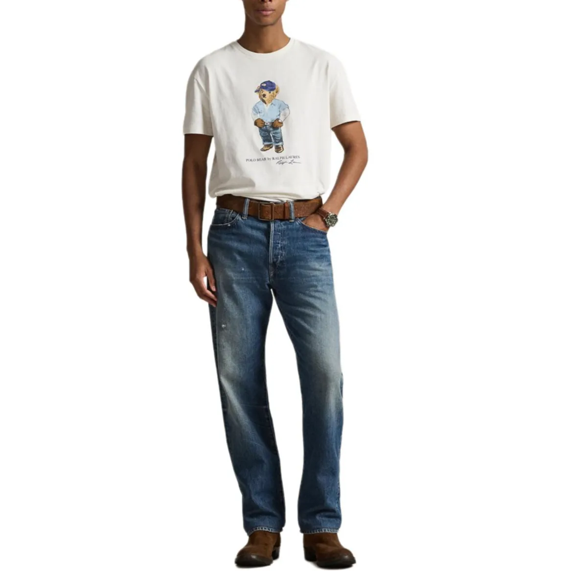 Футболка классическая мужская Polo Ralph Lauren, белый — фото 3