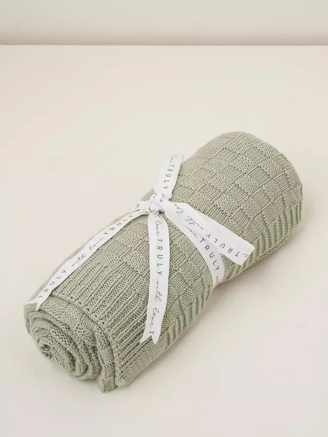 

Детское одеяло Truly Baby Basket Stitch Knitted, Sage, One Size, цвет sage