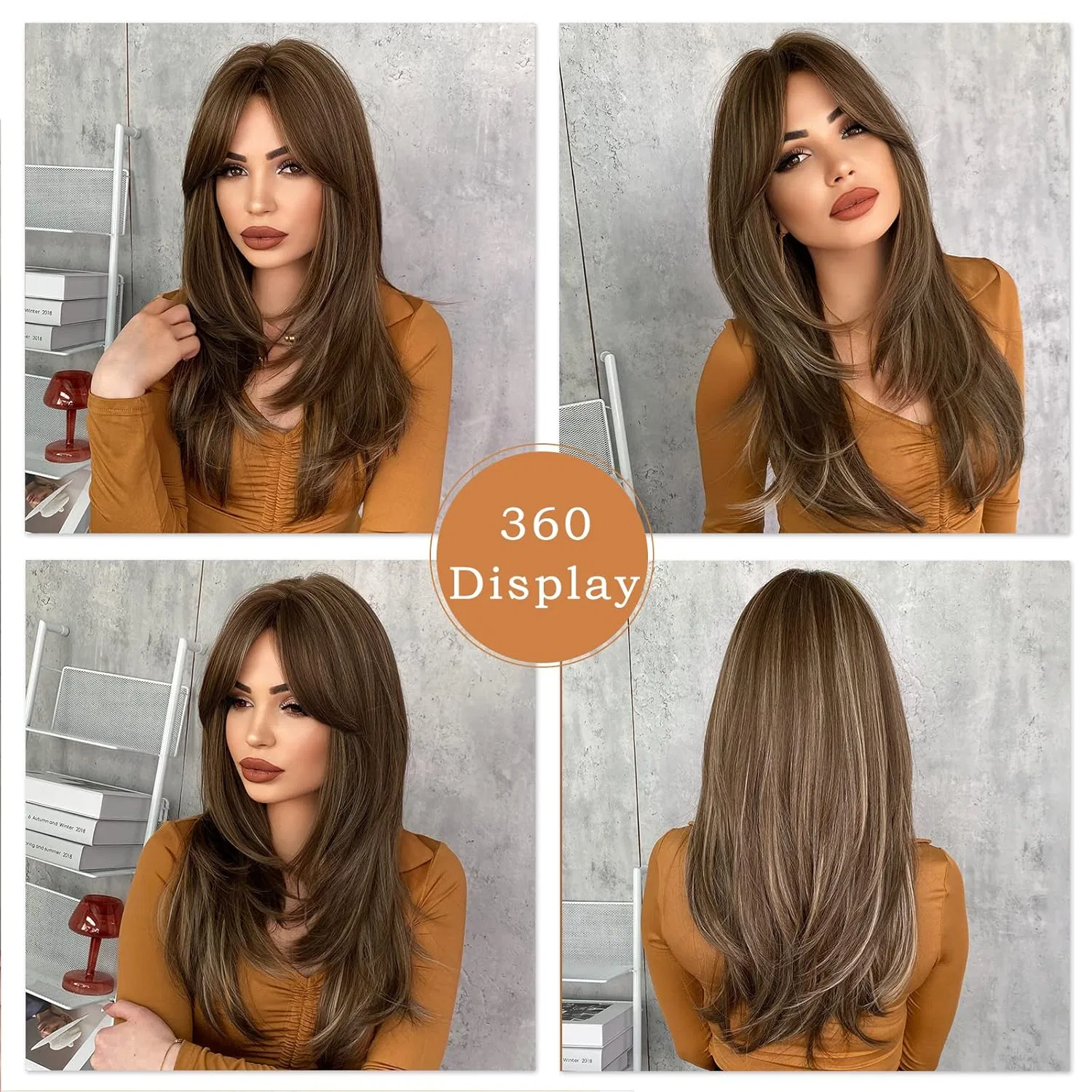 Длинный многослойный парик «Honey Blonde Brown» с челкой от 7JHH WIGS 7Jhh Wigs, Ombre Honey Blonde — фото 3