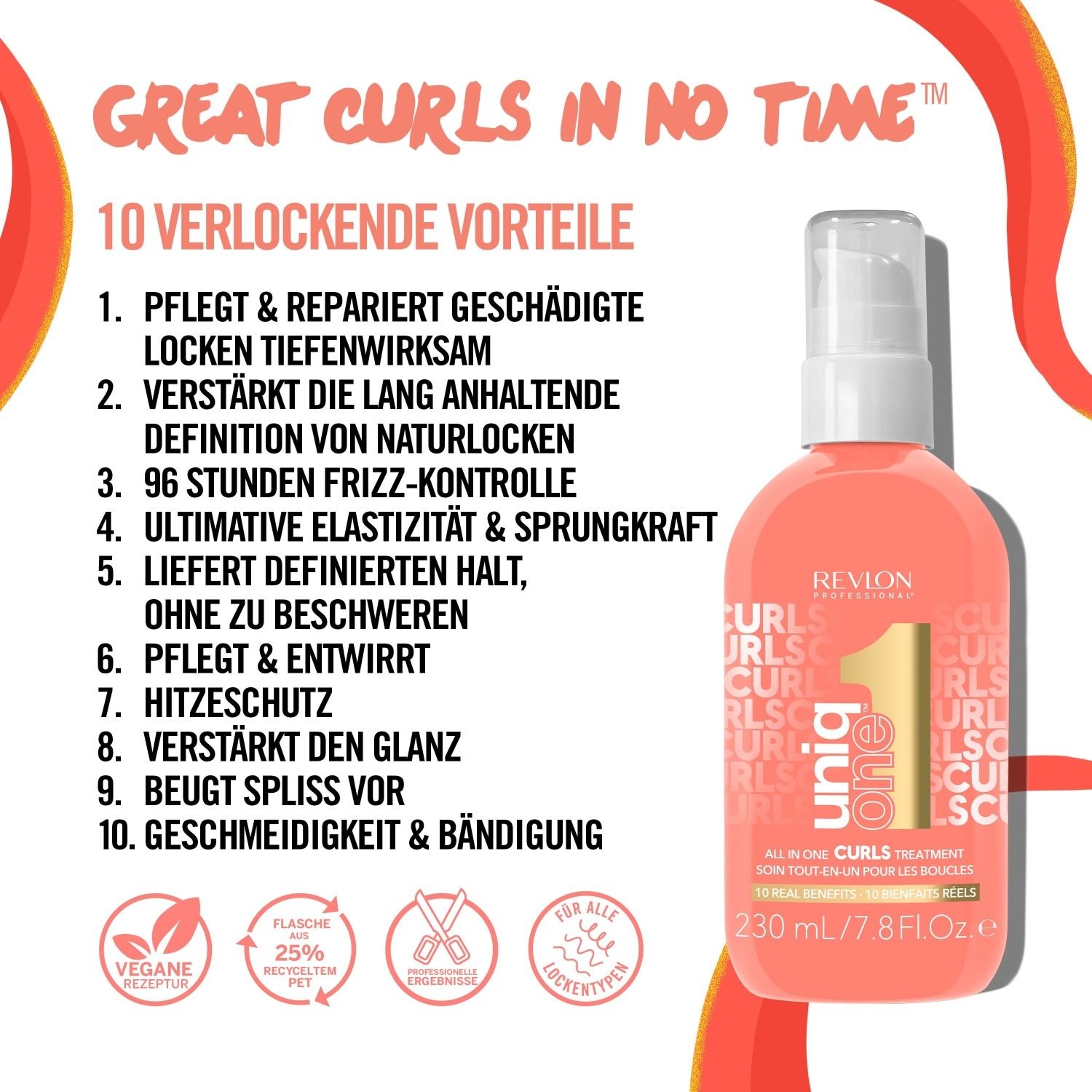 Кондиционер для волос uniqone all in one curls hair treatment Revlon Professional, объем 230 мл — фото 3
