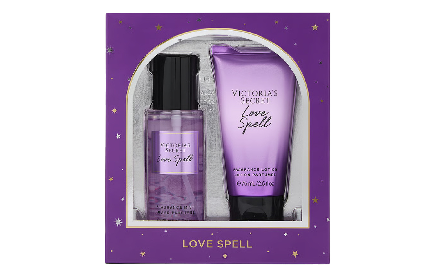 Подарочный набор парфюмерии Victoria's Secret Love Spell: спрей и лосьон для тела, 75 мл+75 мл — фото 3