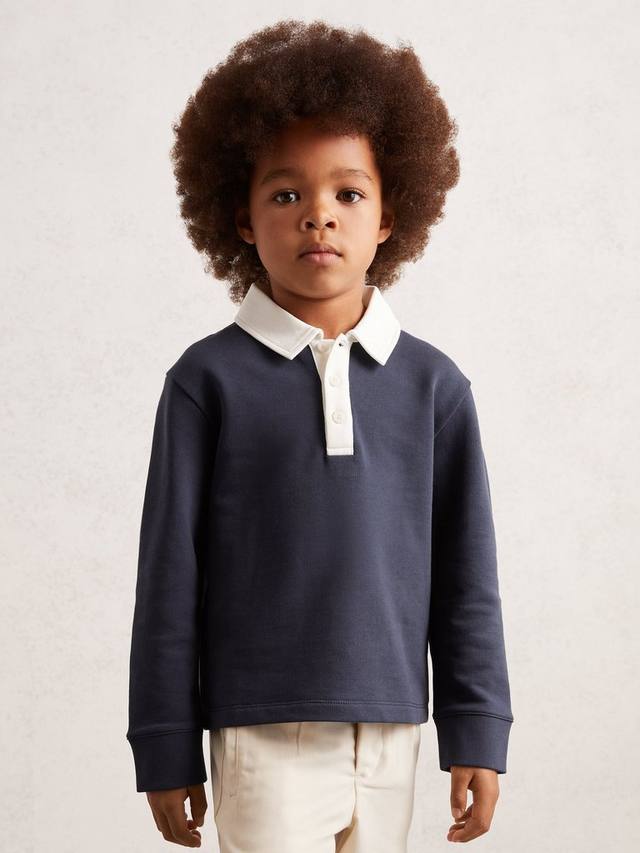 

Эйден поло с длинными рукавами Reiss, Navy/White