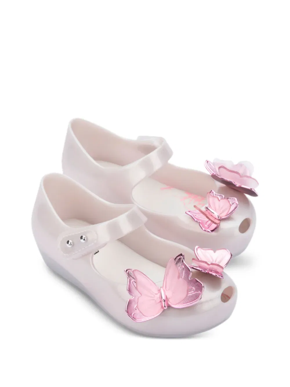 Балетки с аппликацией в виде бабочек Mini Melissa, нейтральный — фото 4