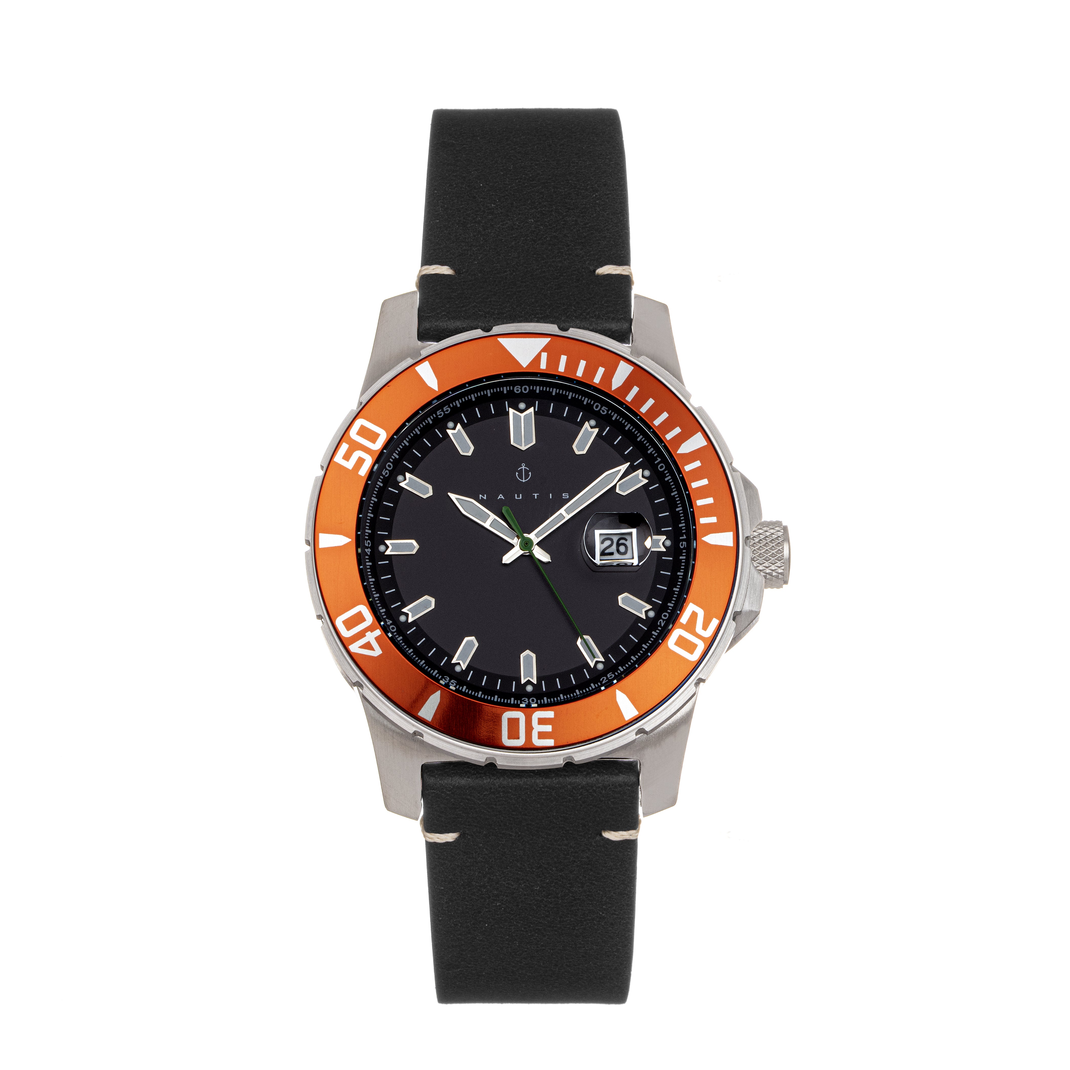 

Часы Dive Pro 200 с кожаным ремешком и датой Nautis, оранжевый