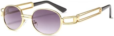 

Модные круглые солнцезащитные очки для женщин и мужчин в винтажном стиле с металлической оправой, в стиле стимпанк, солнцезащитные очки UV400 для мужчин MTZJH, C2 Gold-grey