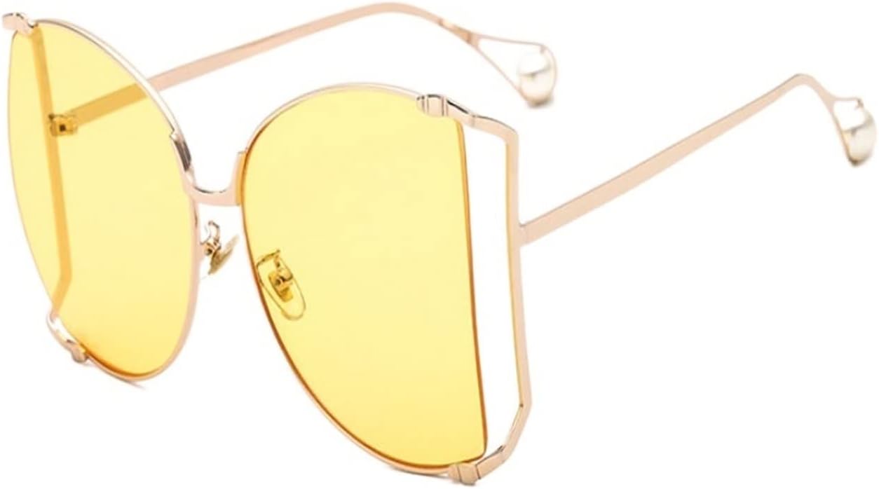 

Новые дизайнерские очки в полуободковой оправе для женщин, квадратные солнцезащитные очки с жемчужным блеском, модные очки большого размера с прозрачными линзами YGDBXHYD, C9 Gold Yellow