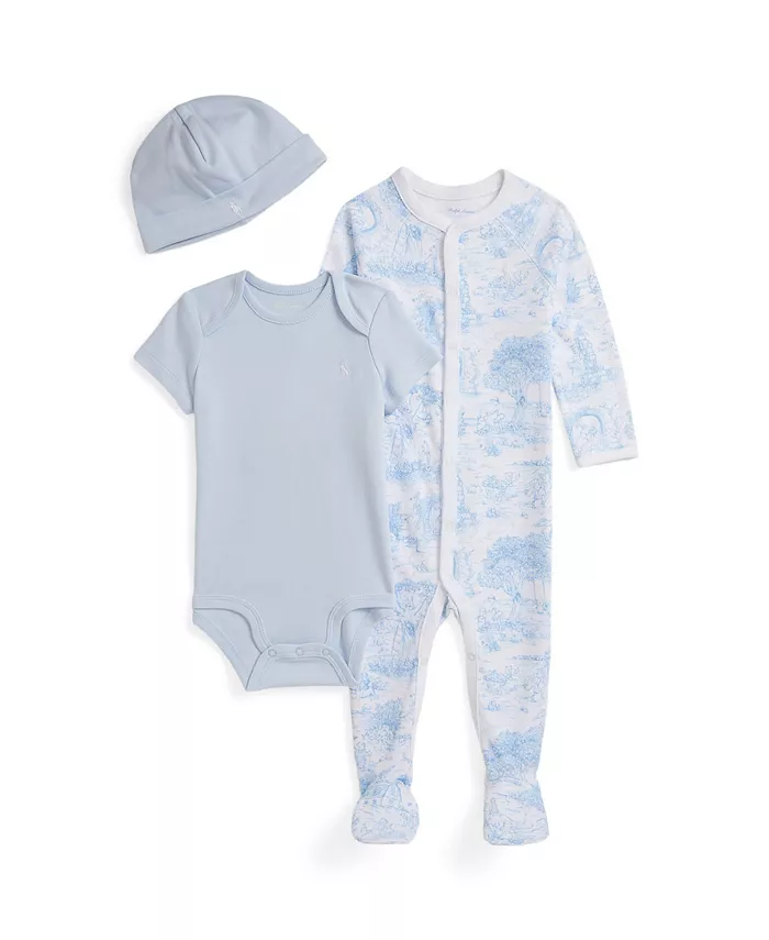 

Детский хлопковый подарочный набор из 3 предметов для мальчиков и девочек Polo Ralph Lauren, синий