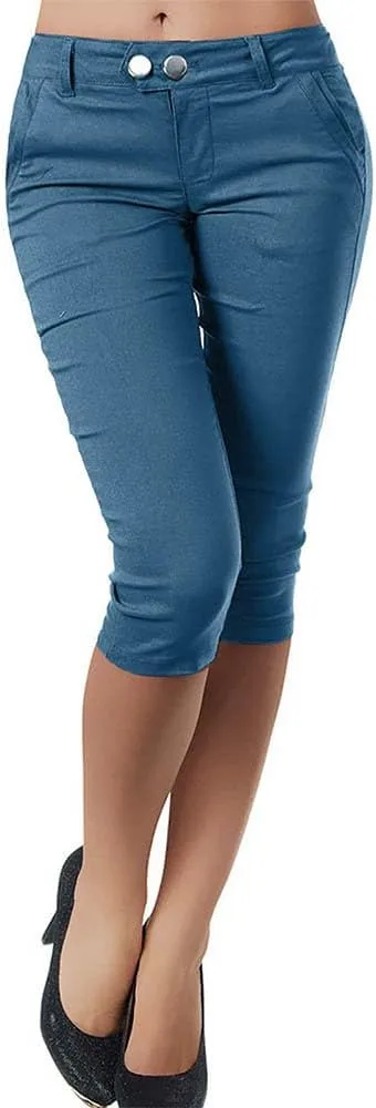 

Женские капри slim-fit, casual летние стрейч high waisted с карманами Uillui