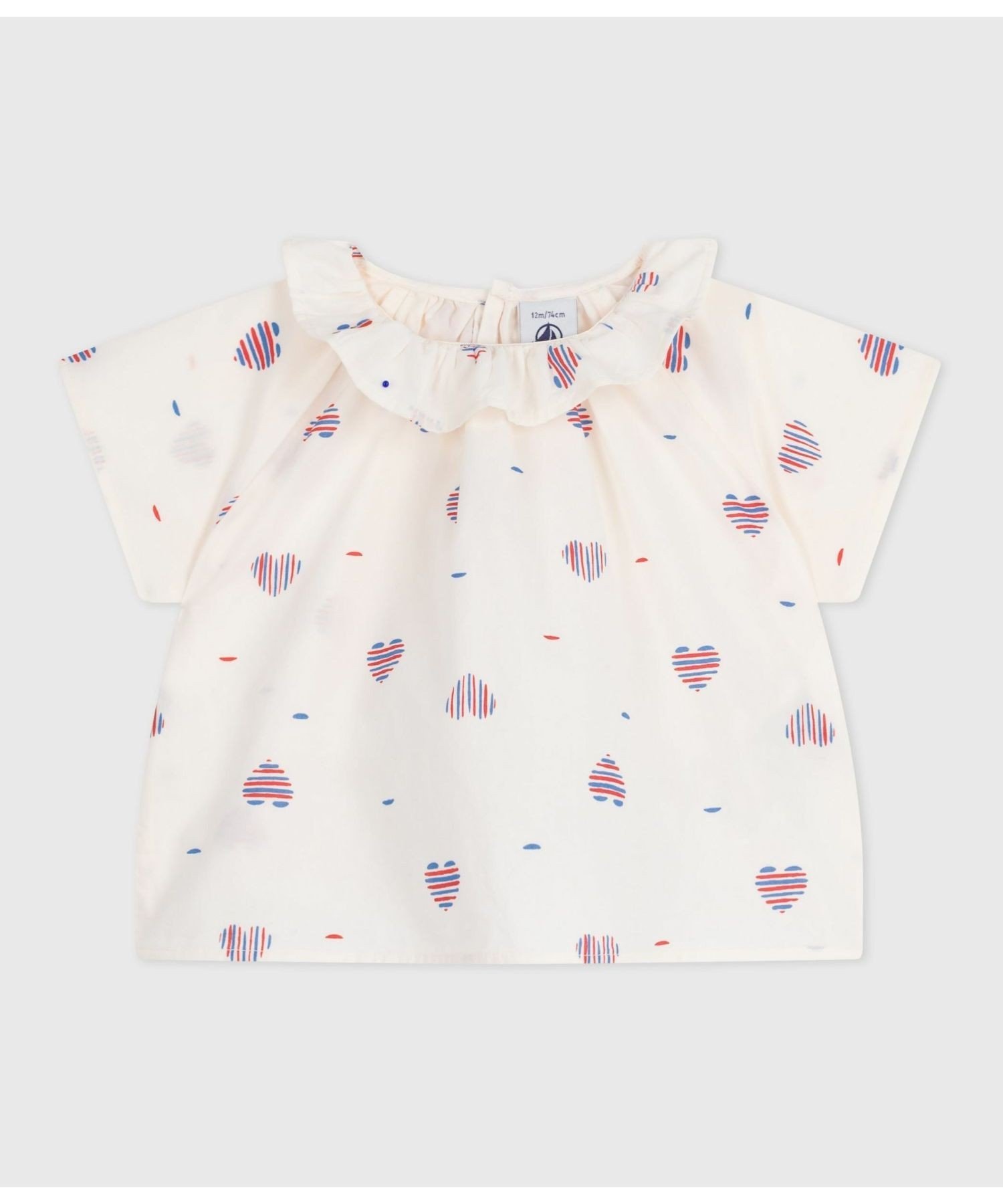 Блузка с коротким рукавом PETIT BATEAU, Milky White/Multicolor