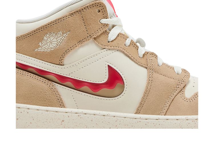 Кроссовки Air Jordan 1 Mid SE GS 'Peanut Butter & Jelly', кремовый — фото 2