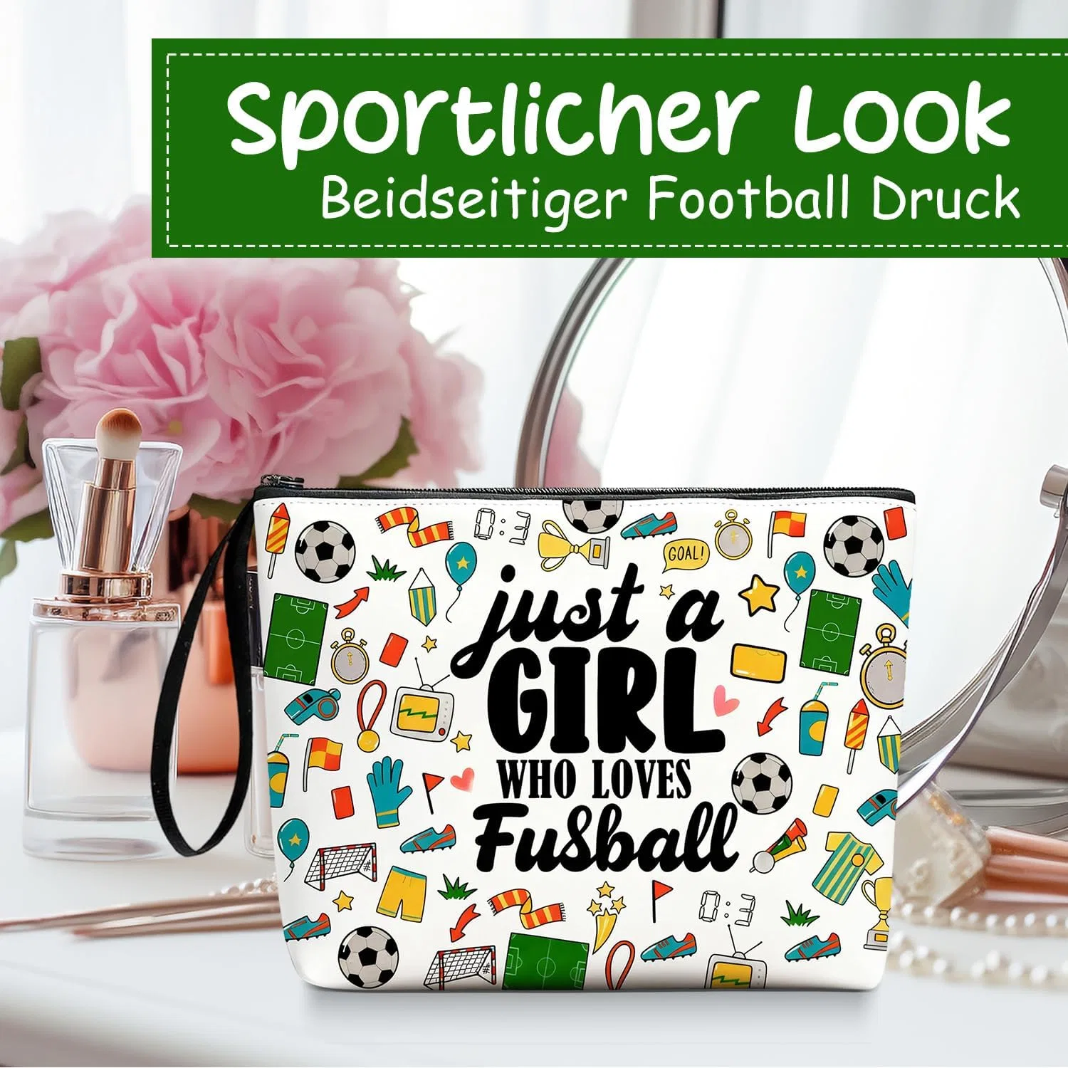 Спортивная косметичка с принтом «Just A Girl Who Loves Football» Yoljun, Green — фото 4