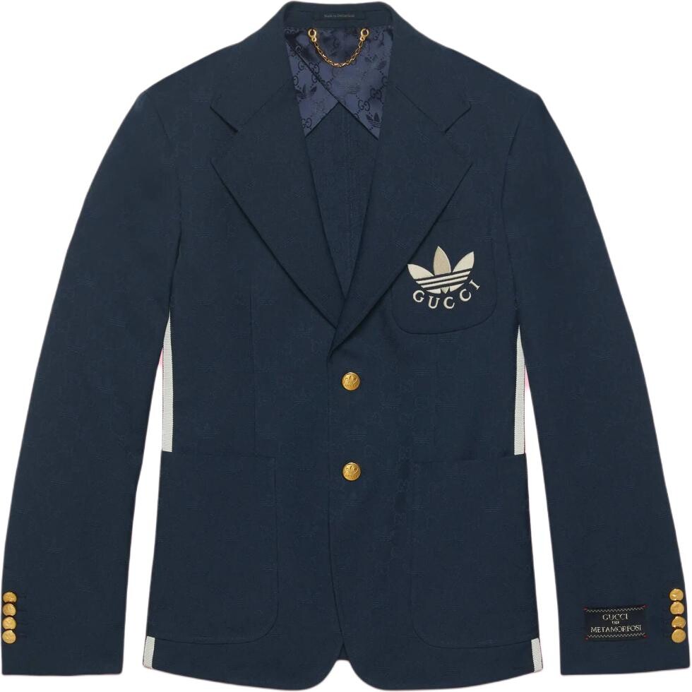 Мужской деловой костюм Adidas X Gucci, темно-синий