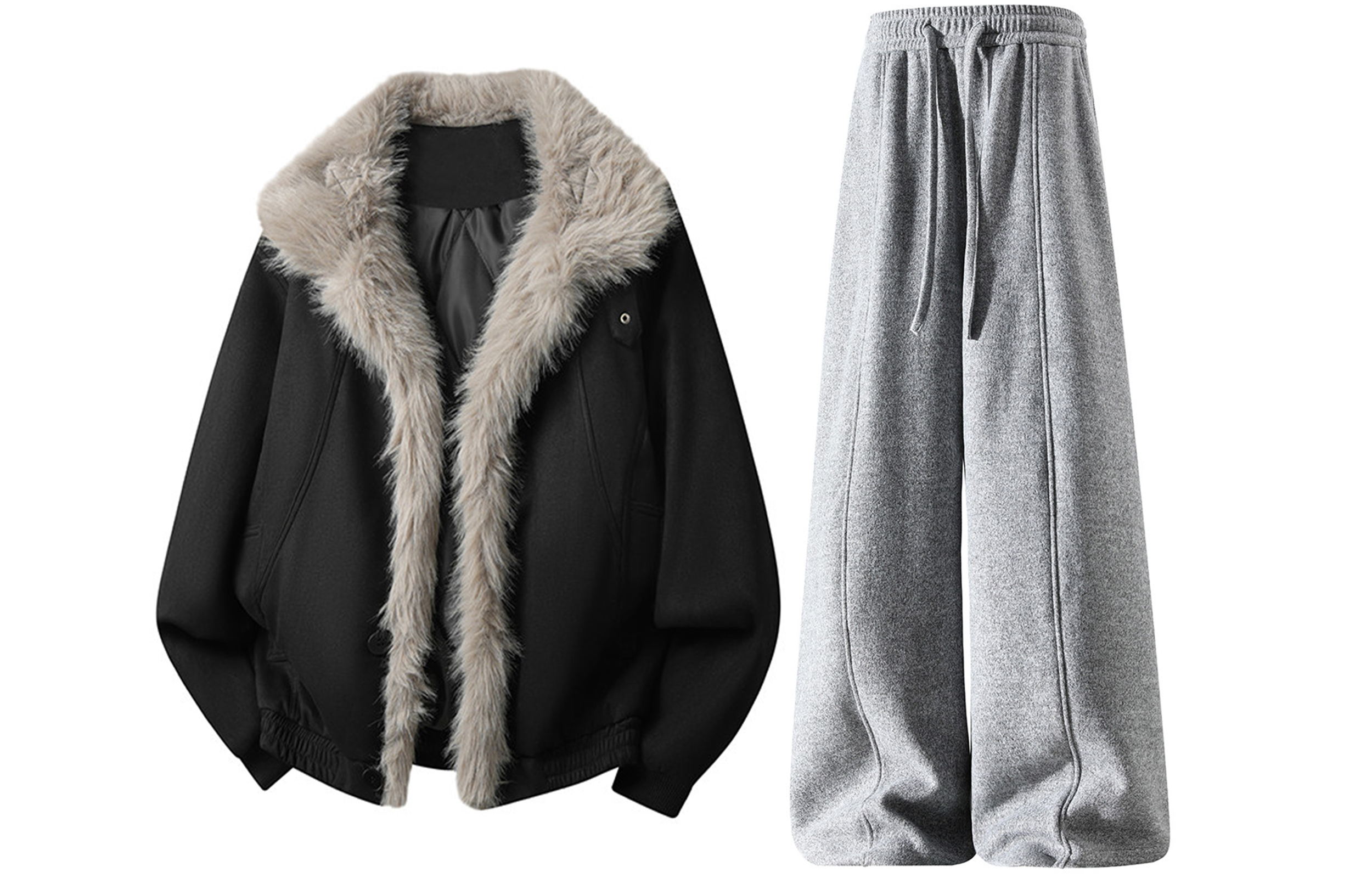 

Повседневная спортивная одежда Unisex с лацканом Moderate X1617, черный mountain hawk coat+серый pants fleece-lined