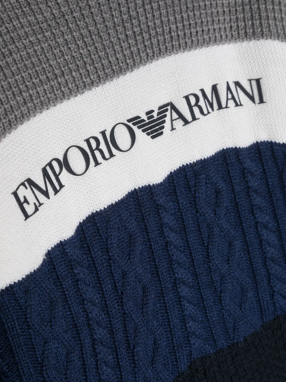 Полосатый джемпер с логотипом Emporio Armani Kids, серый — фото 3