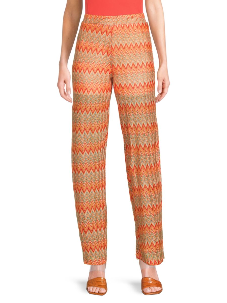 

Прямые брюки с высокой талией и шевронным узором Vero Moda, цвет Orange Multi