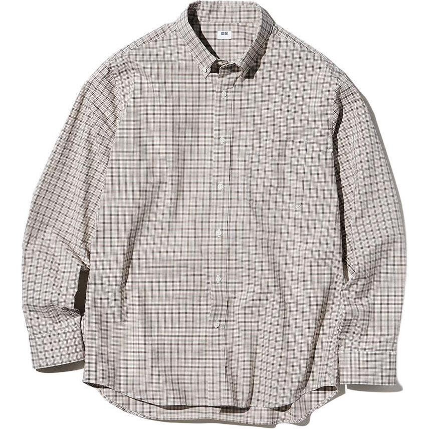 

Рубашка унисекс бежевая Uniqlo, бежевый