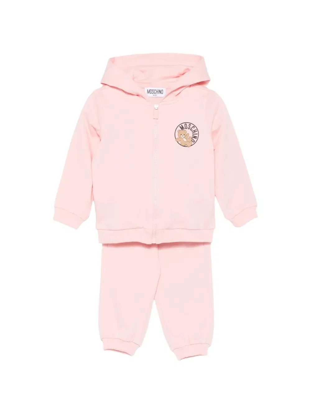 Спортивный костюм с капюшоном и графическим принтом Moschino Kids, розовый