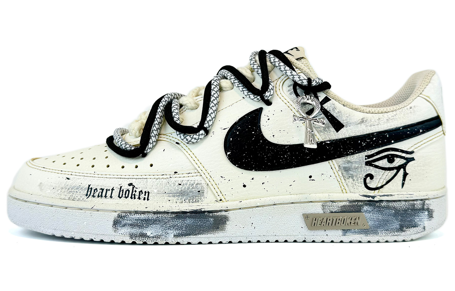 

Nike Кроссовки Court Vision 1 Low-Top мужские белые черные экрю, цвет Ecru