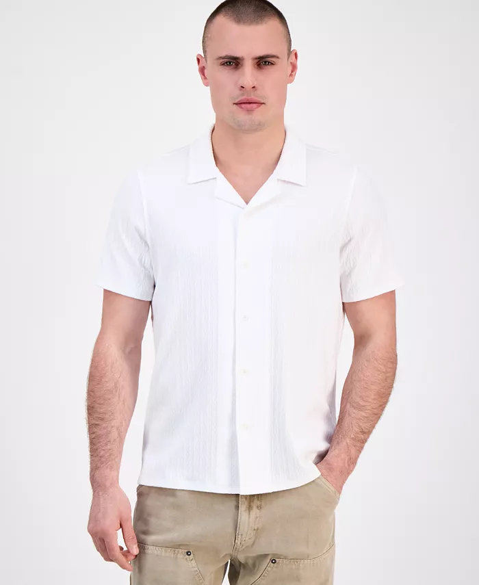 

Мужская кембриджская рубашка с коротким рукавом Spencer Printed на пуговицах GUESS, белый