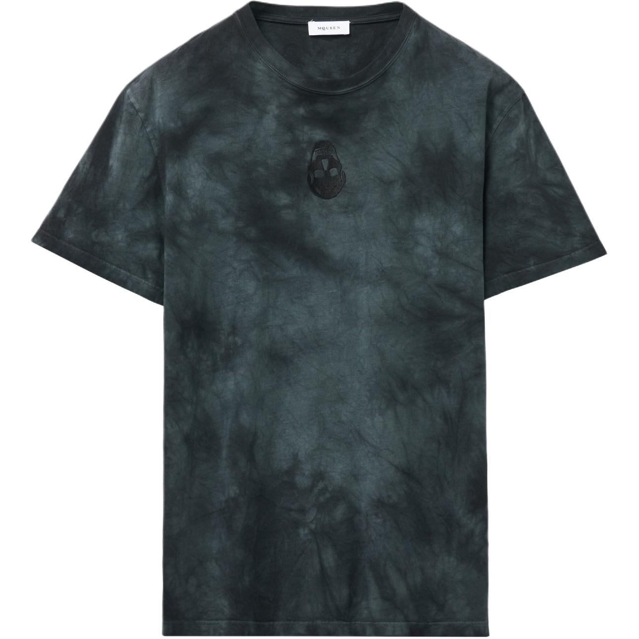 

Футболка с вышитым черепом в технике тай-дай Alexander McQueen, черная