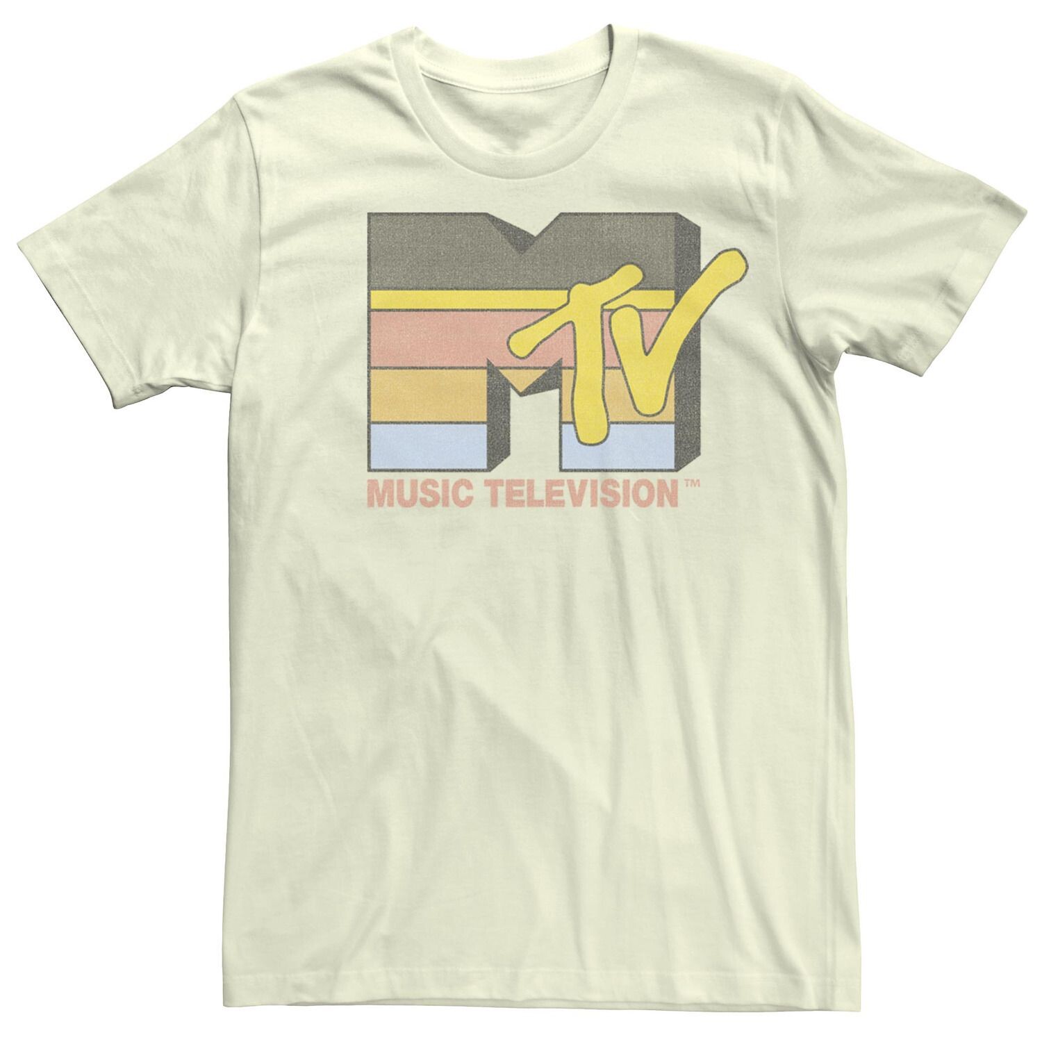 

Мужская футболка с короткими рукавами и полосатым логотипом MTV в стиле ретро Licensed Character