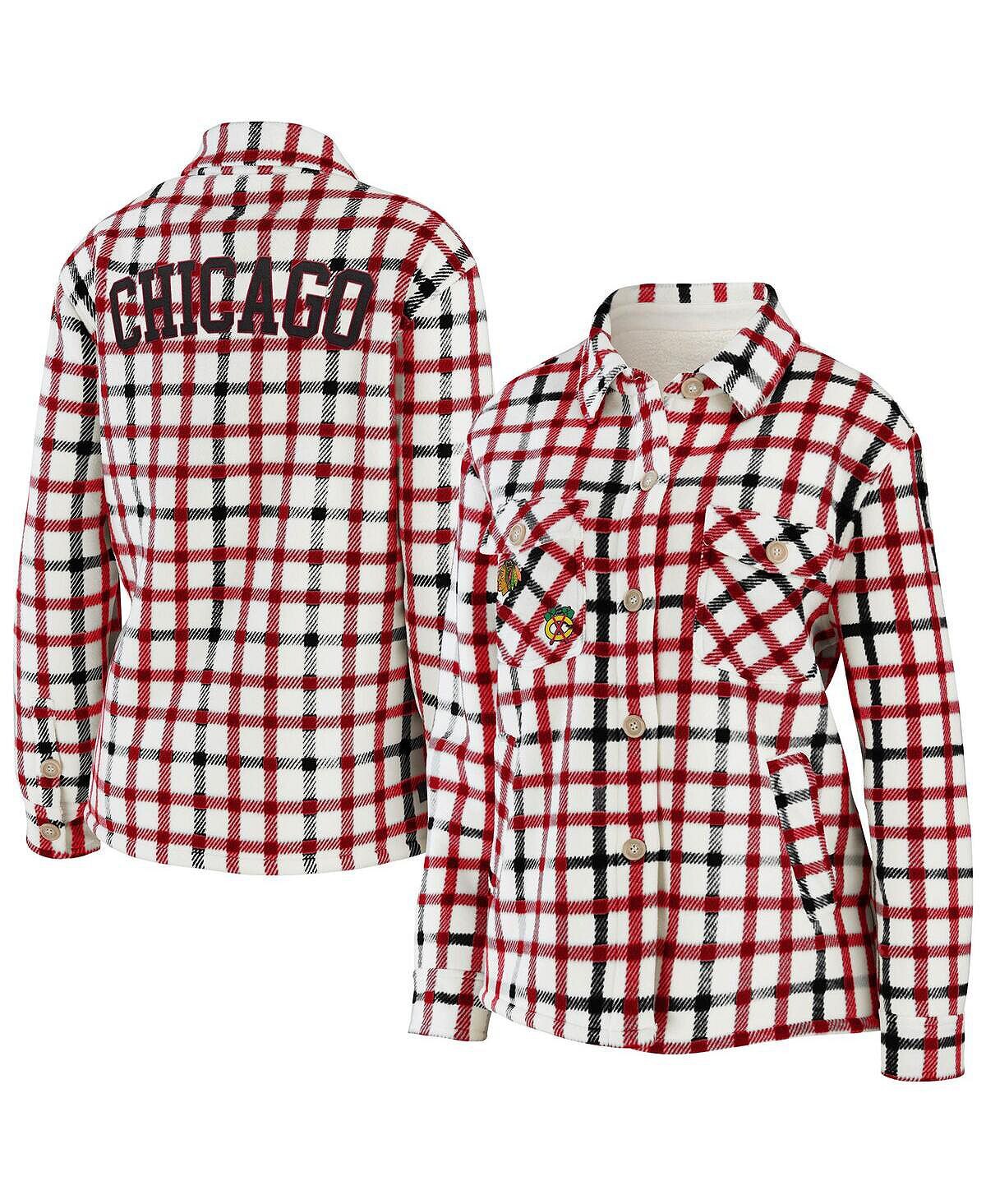 

Женская овсяная куртка-рубашка на пуговицах в клетку Chicago Blackhawks WEAR by Erin Andrews