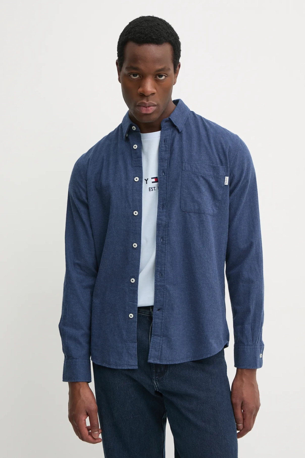 

Рубашка AARON из хлопка Pepe Jeans, темно-синий