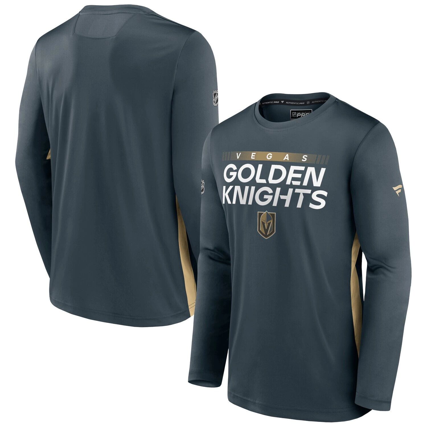 

Мужская серая футболка Fanatics с логотипом Vegas Golden Knights Authentic Pro Rink Performance с длинным рукавом, Серый, Мужская серая футболка Fanatics с логотипом Vegas Golden Knights Authentic Pro Rink Performance с длинным рукавом