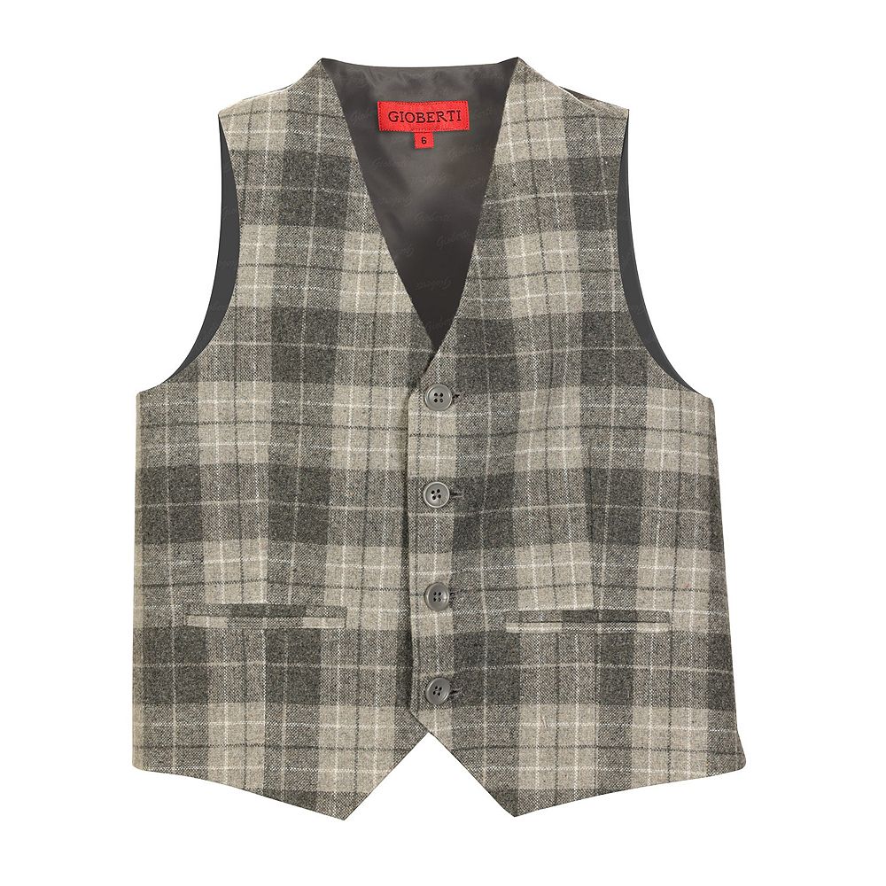 

Gioberti Детский твидовый клетчатый жилет для делового костюма, цвет Gray Plaid