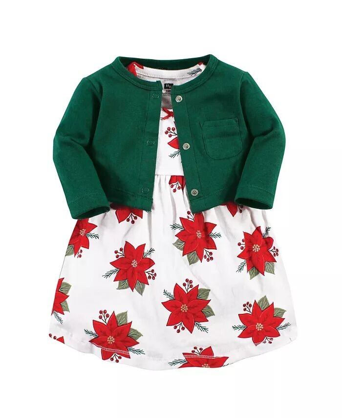 

Комплект из хлопкового платья и кардигана для маленьких девочек, Poinsettia Hudson Baby, мультиколор