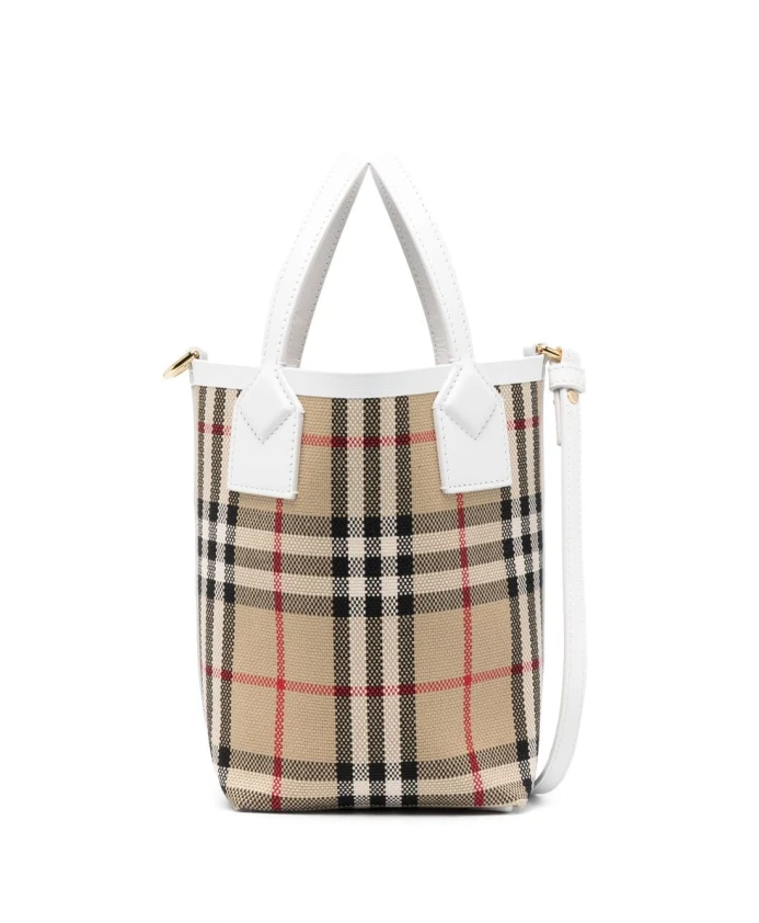 

Винтажная сумка тоут в клетку Burberry, бежевый