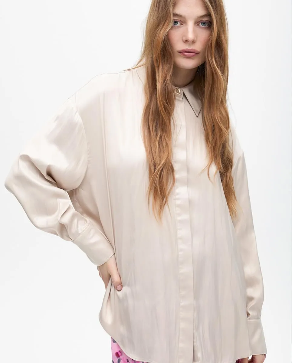 

Женская вощёная рубашка со скрытой застёжкой Lola Casademunt, пастельно-розовый