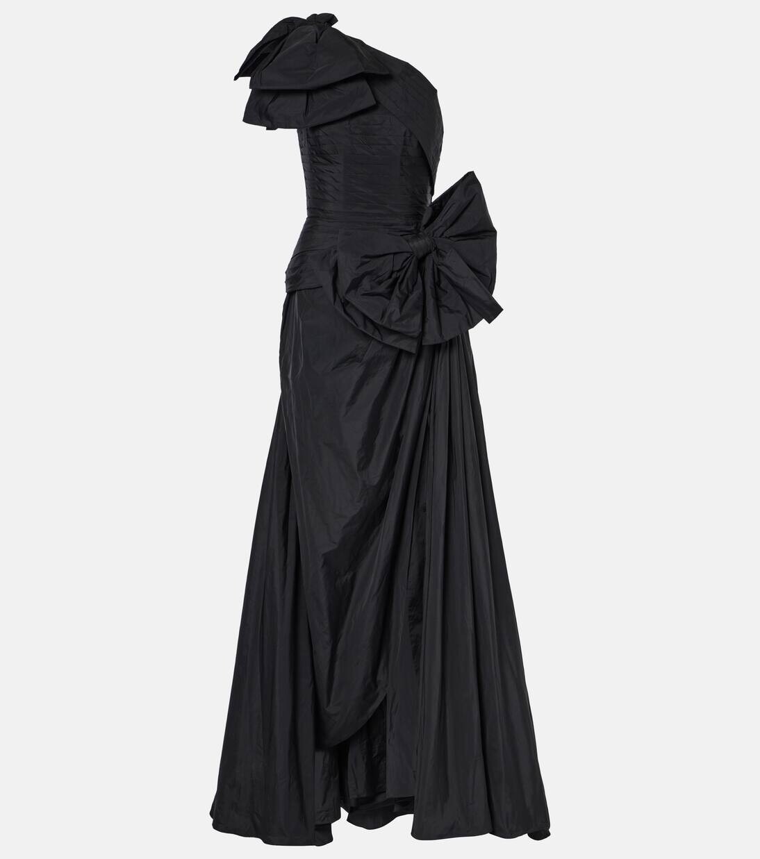 

Платье из тафты на одно плечо с бантом Elie Saab, черный