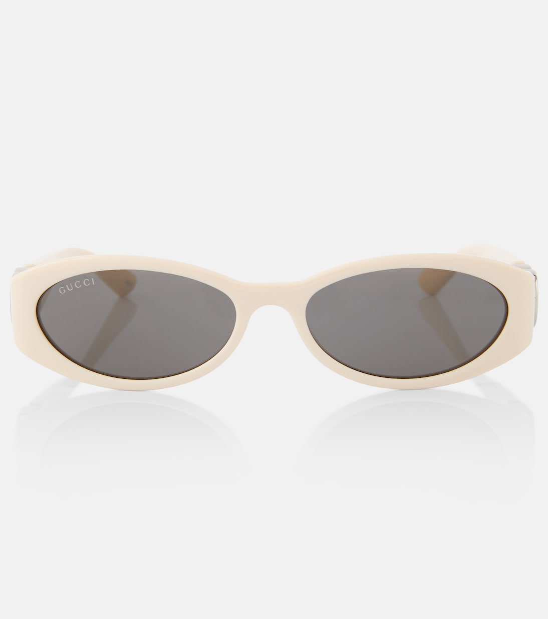 

GG овальные солнцезащитные очки Gucci, Ivory-Ivory-Grey
