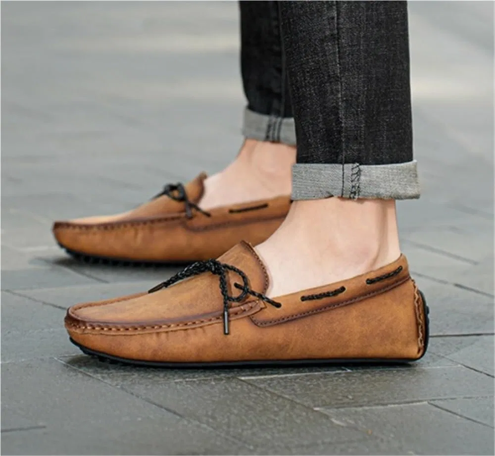 Лоферы мужские из экокожи, без бренда, Brown DHFIRUFSHLO — фото 2