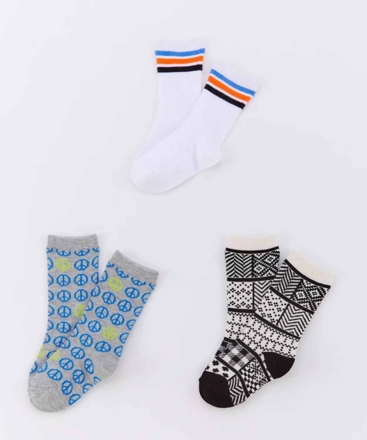 Носки Casual 3P Set, мультижаккард, OCEAN&GROUND, 3 пары, черный