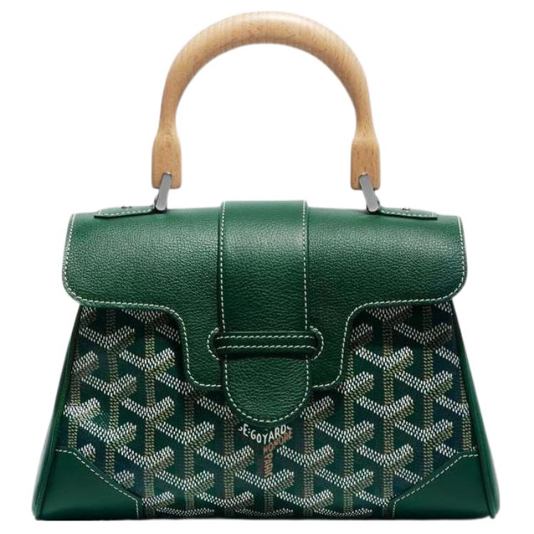 

Женская мини-сумочка из букового дерева с отделкой из телячьей кожи, разноцветная Goyard, зеленый