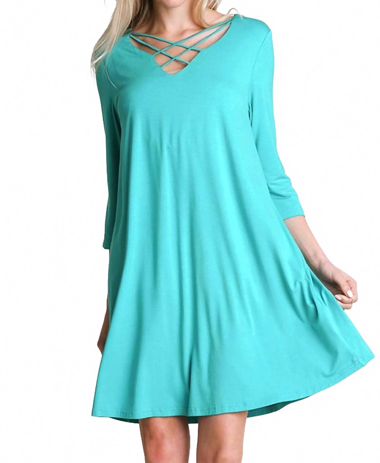 

Повседневное платье-трапеция с запахом в нефритовом цвете Umgee, Jade