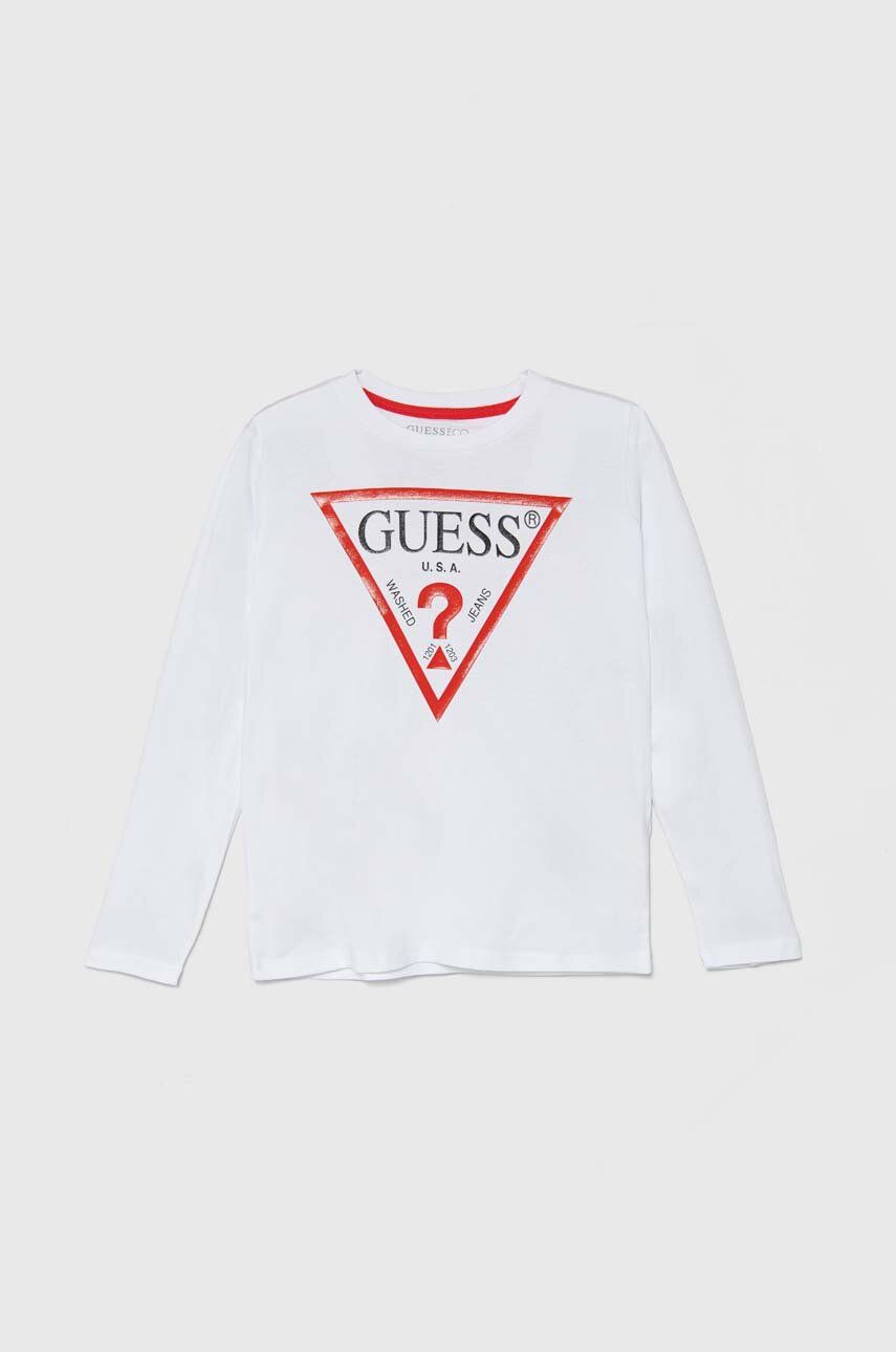 

Хлопковая рубашка Guess с длинными рукавами для мальчиков и девочек, белый