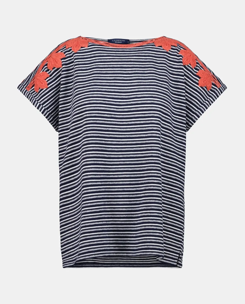 

Футболка женская с коротким рукавом и вышивкой на плече Lloyd's, тёмно-синий