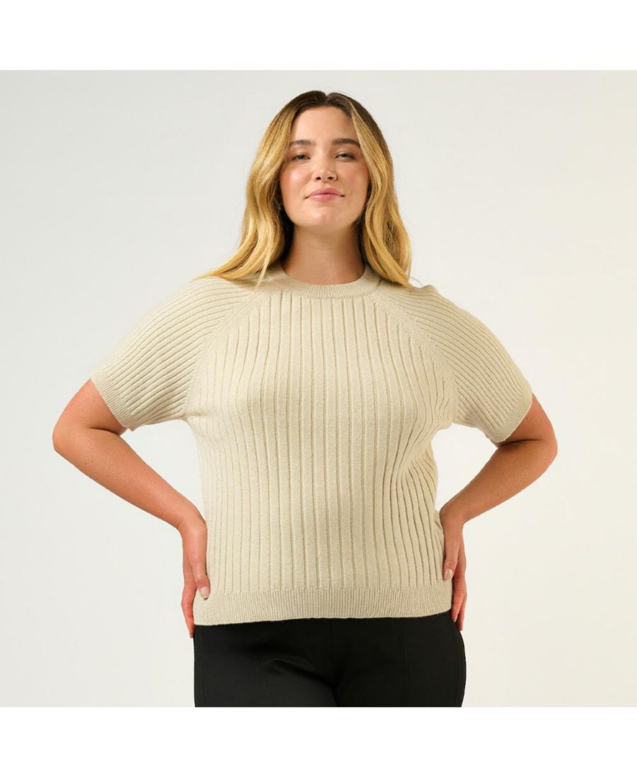 

Вязаный свитер Sera в рубчик больших размеров ESTELLE, Light Beige