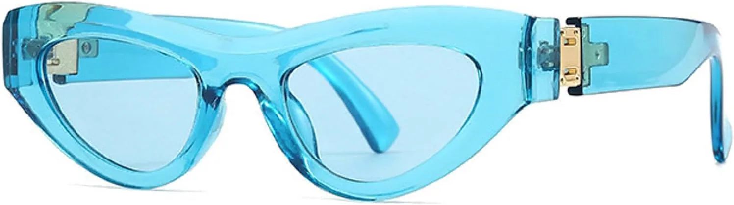 

Солнцезащитные очки в стиле ретро «Кошачий глаз» ярких цветов для женщин, модные сине-фиолетовые оттенки, защита от УФ-излучения UV400 для мужчин WNCKSQ, Blue Blue