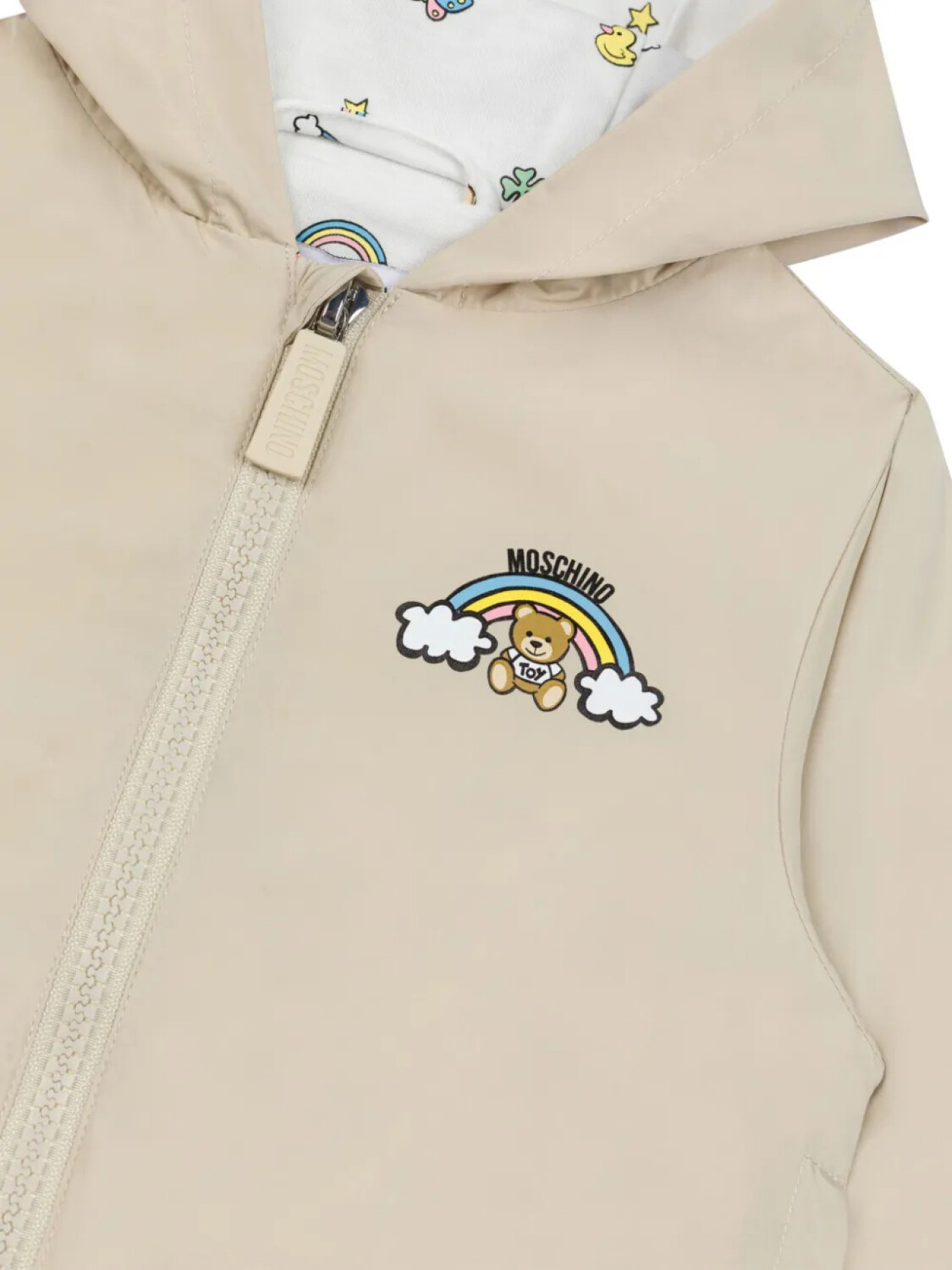Moschino Kids куртка с капюшоном и логотипом, нейтральный цвет — фото 3
