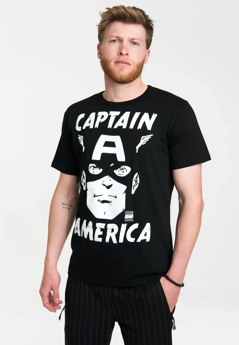 

Футболка Logoshirt "Капитан Америка - Марвел" с классным принтом спереди, черный