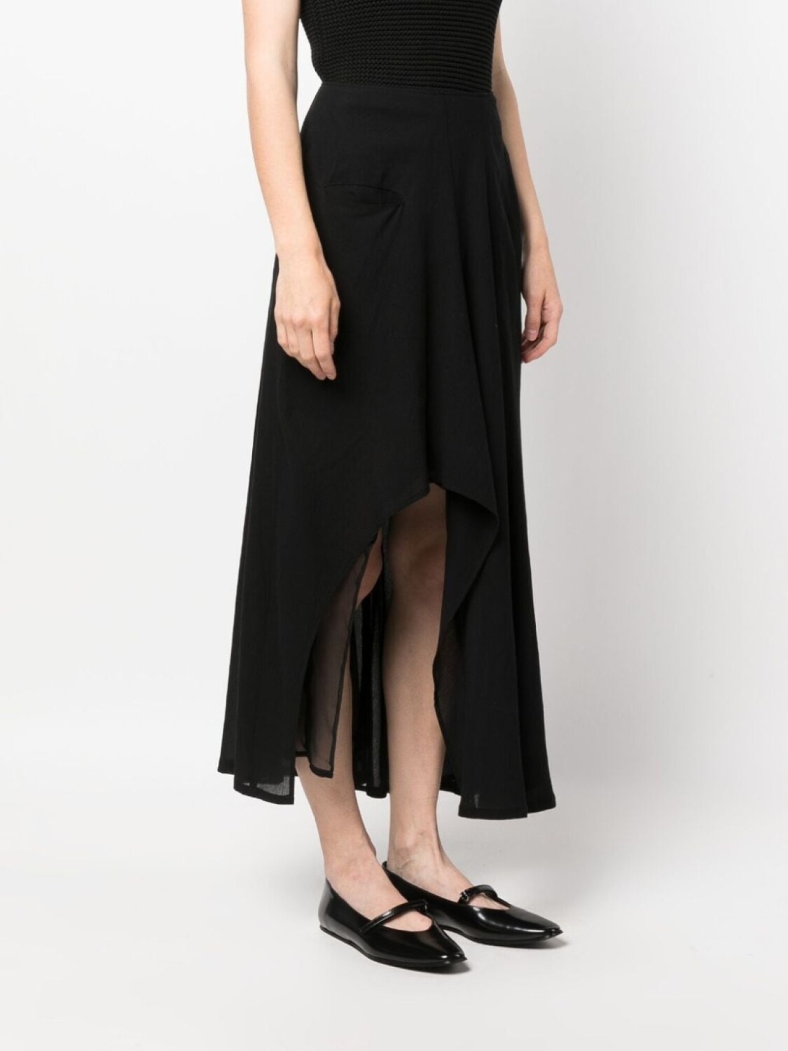 Yohji Yamamoto юбка миди асимметричного кроя, черный — фото 2