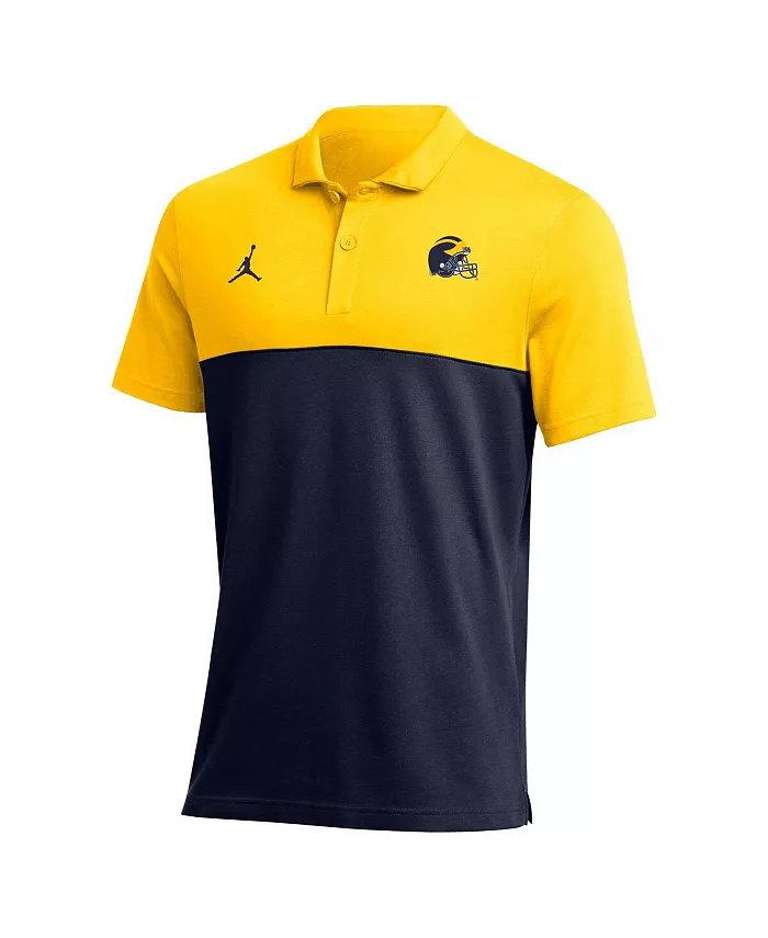 Мужская поло Michigan Wolverines 2022 Coaches Performance цвета кукурузного желтого Jordan — фото 3