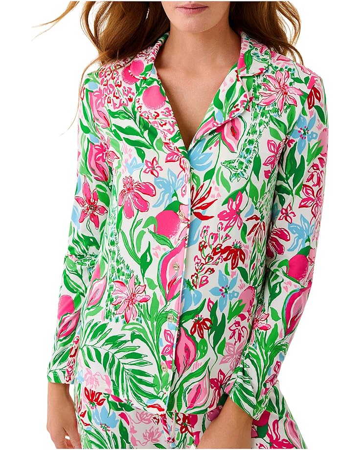 

Женская пижама Lilly Pulitzer Pj Knit Long Sleeve Button-Up Top, Multi