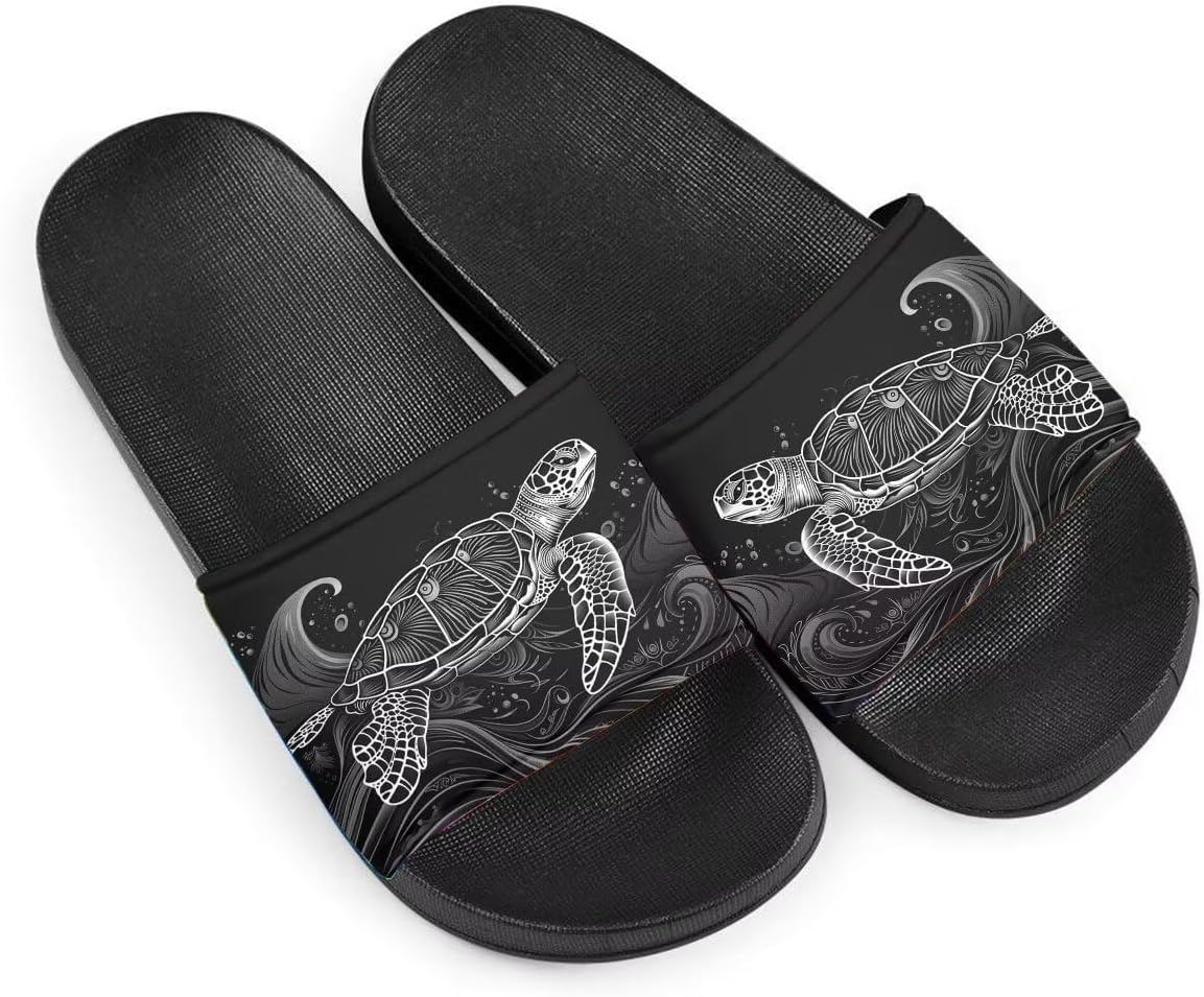 

Женские модные сандалии с уникальным дизайном, с узором черепахи, на плоской подошве, с противоскользящей подошвой из ЭВА, легкие повседневные домашние и тапочки Getelinseng, Ocean Turtle Wave