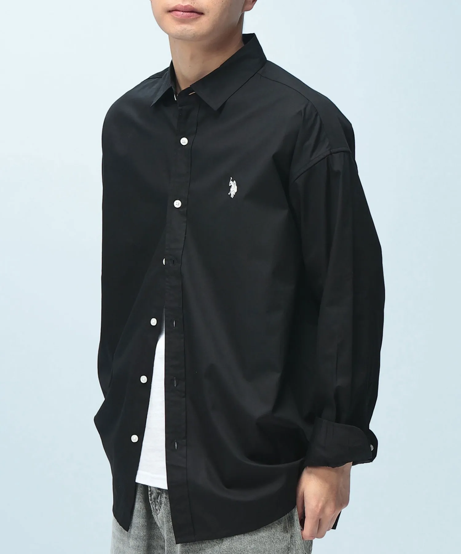 Унисекс рубашка оверсайз Oxford cotton 100% U.S. POLO ASSN. белая — фото 4